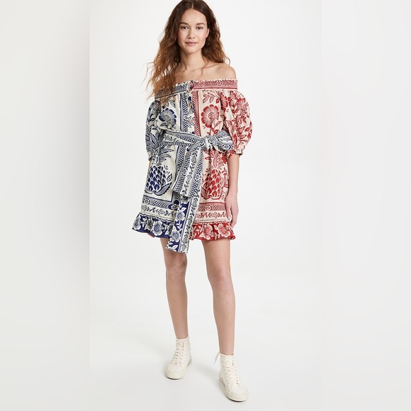 Farm Rio Mixed Pineapple Garden Mini Dress - Red & Blue - Picture 4 of 10